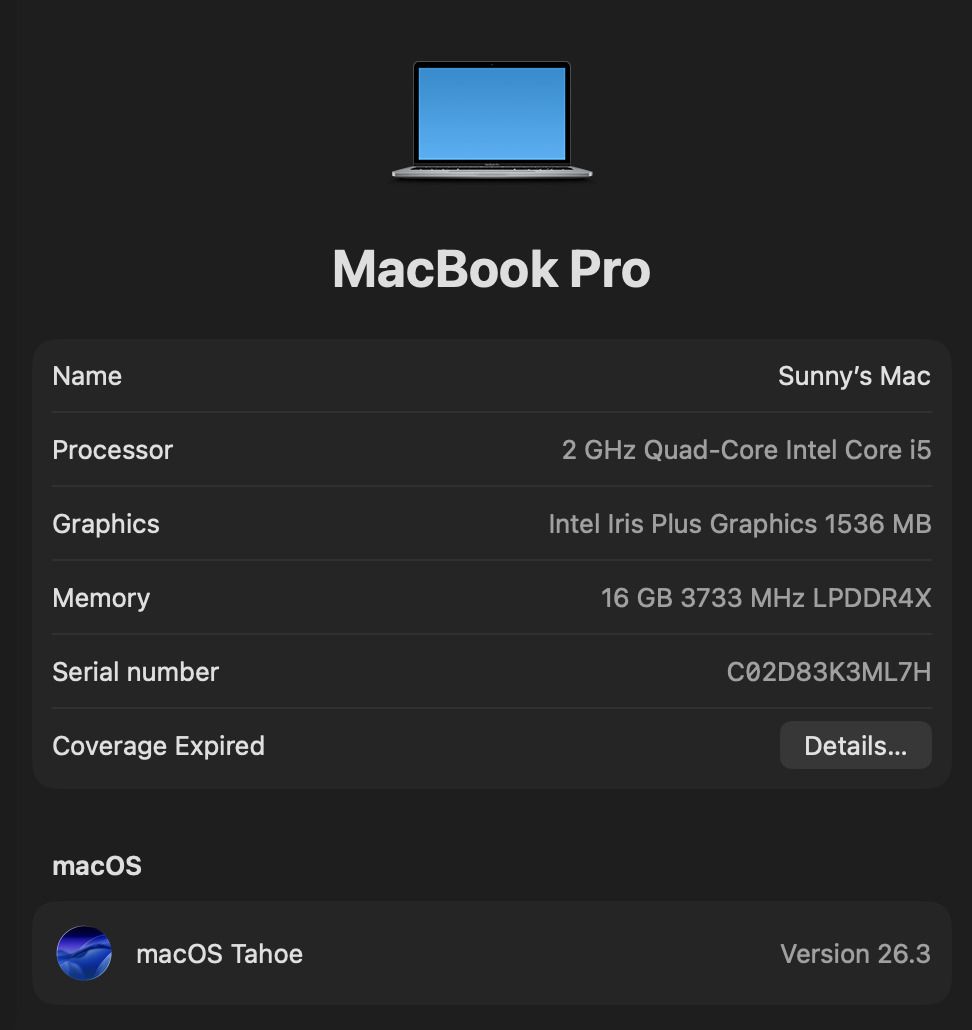 MacBook Pro 13-inch (2020) - Intel i5469260258090700803