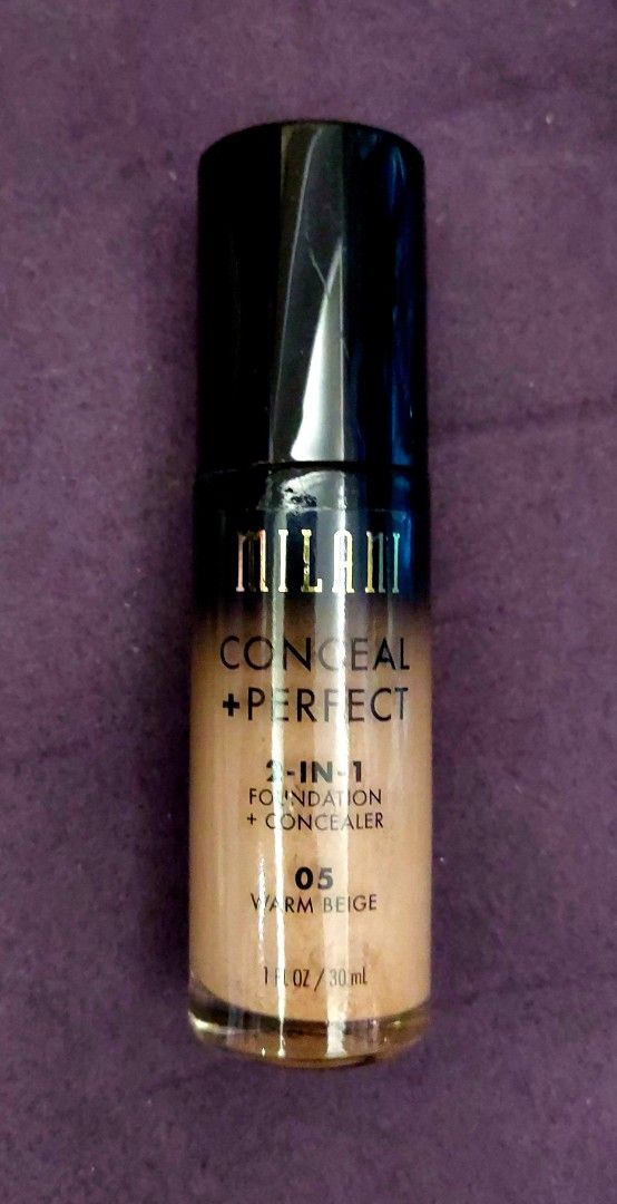 MILANI Conceal + Perfect 2-in-1 Foundation + Concealer - 💯Authentic! (Category: Makeup) located in Quezon City. Submitted by drkco (Listing ID 1424106894, Image 3). Description: 💯Authentic!! I cant recall when this was actually bought, hence selling low. Still looks and smells the same, though. SRP=p1200 Selling this at p335 (twice used) RFS: very perfecting! but unfortunately not my shade 😔 MILANI Conceal + Perfect 2-in-1 Foundation + Conceal
