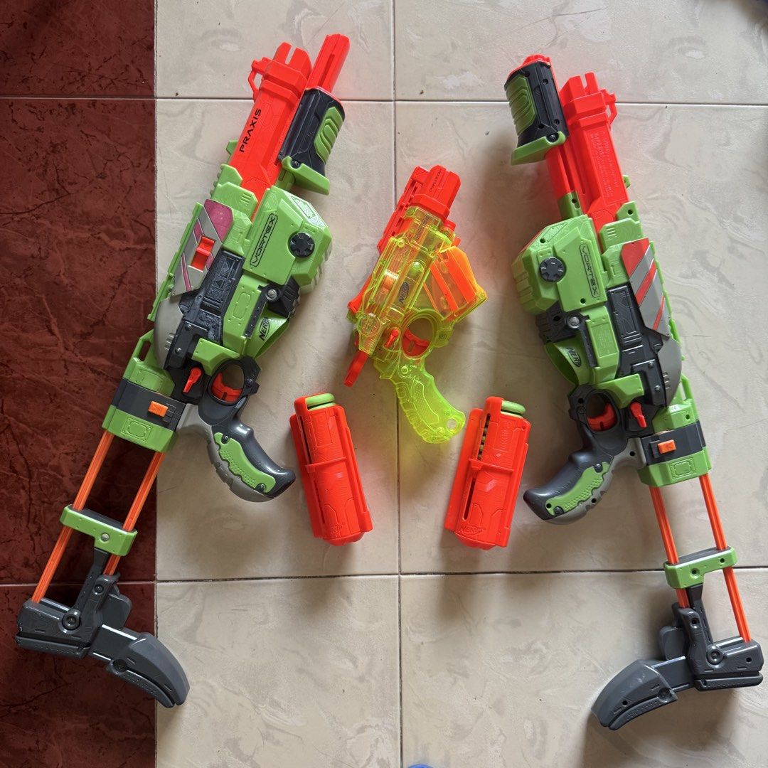 Nerf Vortex (Category: Action & Battle Toys) located in Singapore. Submitted by miclas (Listing ID 1424006276, Image 1). Description: - Nerf Vortex Praxis (2) and Proton blasters. - Comes with discs. - Take all for $25..