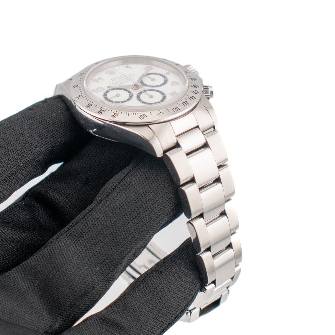 PROTOTYPE Arabic Dial Full Set Rolex Daytona Zenith Ref. 16520 White Dial (Category: Watches) located in Singapore. Submitted by singapurawatches (Listing ID 1424090749, Image 3). Description: Rolex Daytona Zenith Ref. 16520 White Prototype Arabic Dial Year 1996 Diameter: 40mm Original box: yes Original papers: yes Never released to the public and produced in extremely limited quantities, with only a small handful known to exist worldwide, this d