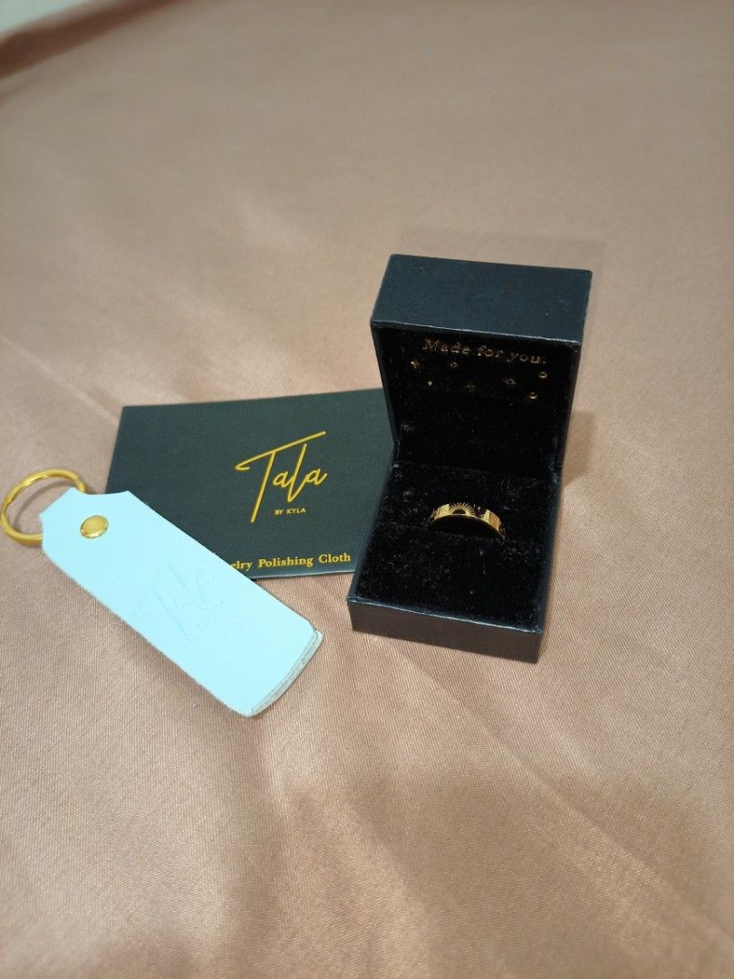 Tala by Kyla Ring (Category: Rings) located in Rizal. Submitted by declutterprod (Listing ID 1424001473, Image 3). Description: - Tala by Kyla gold ring (GOLD-PLATED ONLY NOT REAL GOLD) - Includes original box - Comes with jewelry polishing cloth - Includes a keychain - Perfect for gifting or personal use.