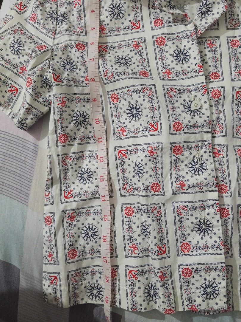 Vintage Nautical Print Shirt (Category: Blouses) located in Makati City. Submitted by makati_metro (Listing ID 1424094319, Image 3). Description: Bangkok find ✨ Never worn — still in excellent condition. Lightweight, relaxed fit, and super easy to style. RFS: Decluttering. *Buyer to cover shipping. Payment via BPI. 😊.