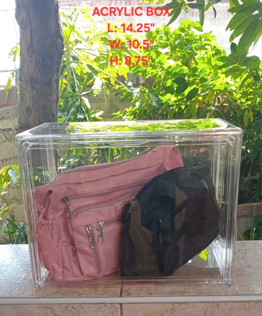 Acrylic Display Box 14.25"x10.5"x8.75" (Category: Storage Boxes & Baskets) located in Caloocan City. Submitted by agathadoco96855 (Listing ID 1425682502, Image 1). Description: Stackable acrylic box 280 each lang po. order na po kayo dimension: Height - 8.75" Length - 14.25" Width - 10.5" location: taguig mod: lalamove mop: gcash.