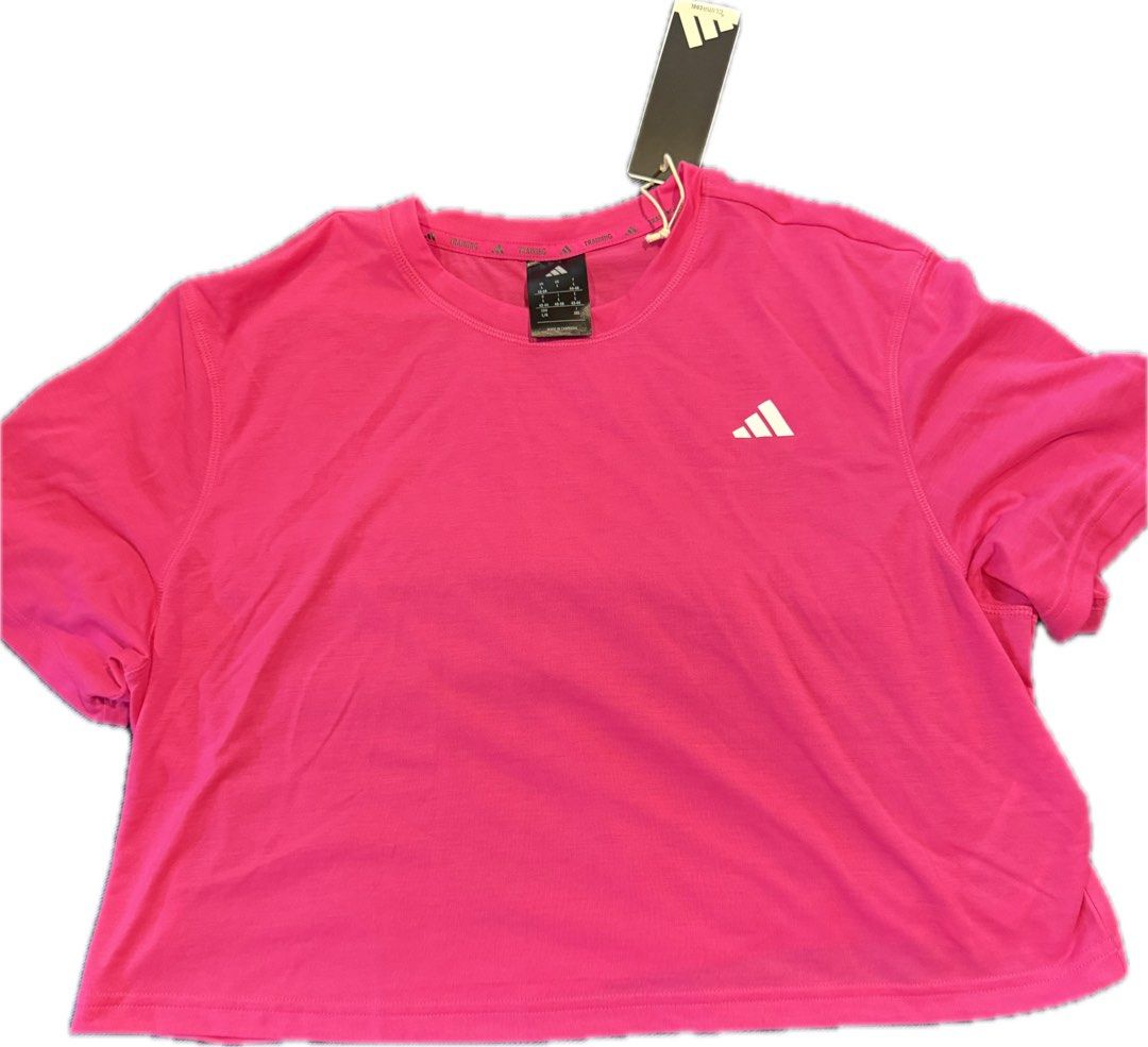 Adidas TRAIN ESSENTIALS BOXY WORKOUT TEE (Category: Activewear) located in Pasig City. Submitted by blushbyte (Listing ID 1425775983, Image 2). Description: Fuschia cropped boxy tee in cotton. .
