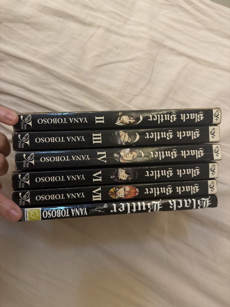 Black Butler Manga (Category: Comics & Manga) located in Guiguinto. Submitted by centi00 (Listing ID 1425744996, Image 1). Description: Volumes 2,4 available. 250 each YEN PRESS 3,6,7 SOLD❌ These are very old manga bought around 2010 that needs a new home. :) Very yellowed and worn pages. See last pictures. SF shouldered by buyer, J&T and Lalamove.