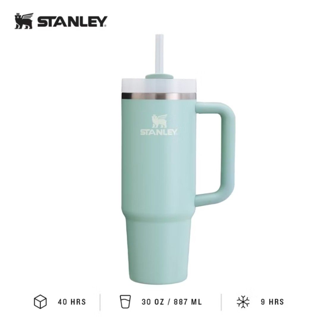 Brand New Stanley Quencher H2.0 FlowState Tumbler - Seafoam (Category: Water Bottles & Tumblers) located in Singapore. Submitted by buyandselllikebill (Listing ID 1425676569, Image 1). Description: Brand new Stanley Quencher H2.0 FlowState Tumbler in Seafoam blue. Comes with a straw and handle for easy carrying. Keeps drinks cold for 9 hours and iced for 40 hours. Perfect for staying hydrated on the go!.