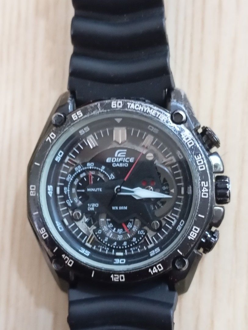 Casio edifice (Category: Men's Watches) located in Las Pinas. Submitted by quick_deals_great_finds2 (Listing ID 1425697464, Image 1). Description: Original good working condition Quartz with battery Time function only Chronograph not working.