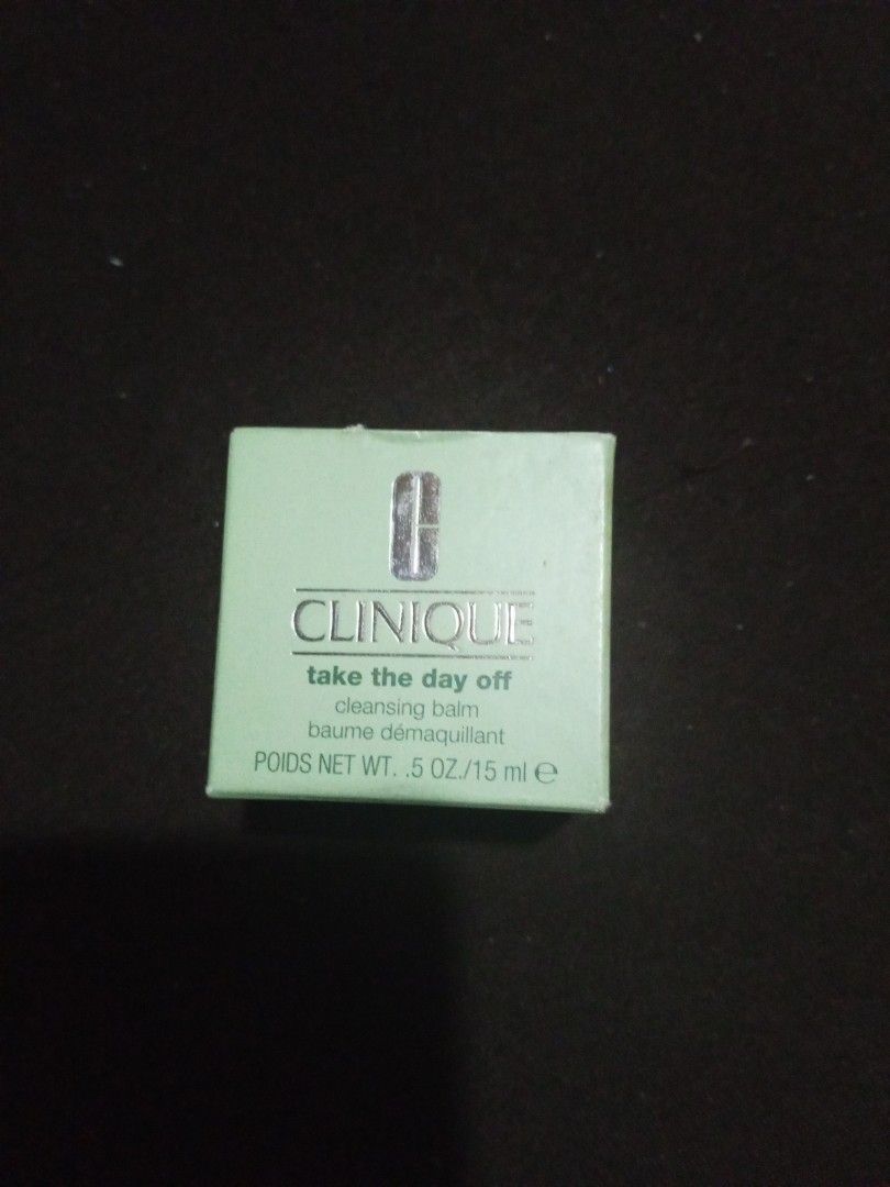 Clinique Take The Day Off Cleansing Balm (Category: Face Care) located in Las Pinas. Submitted by apsmahusay2 (Listing ID 1425748679, Image 2). Description: Clinique Take The Day Off cleansing balm. This balm is designed to remove makeup. The product is in its original packaging. The net weight is.5 oz / 15 ml. The box and the balm are both light green and purple in color..