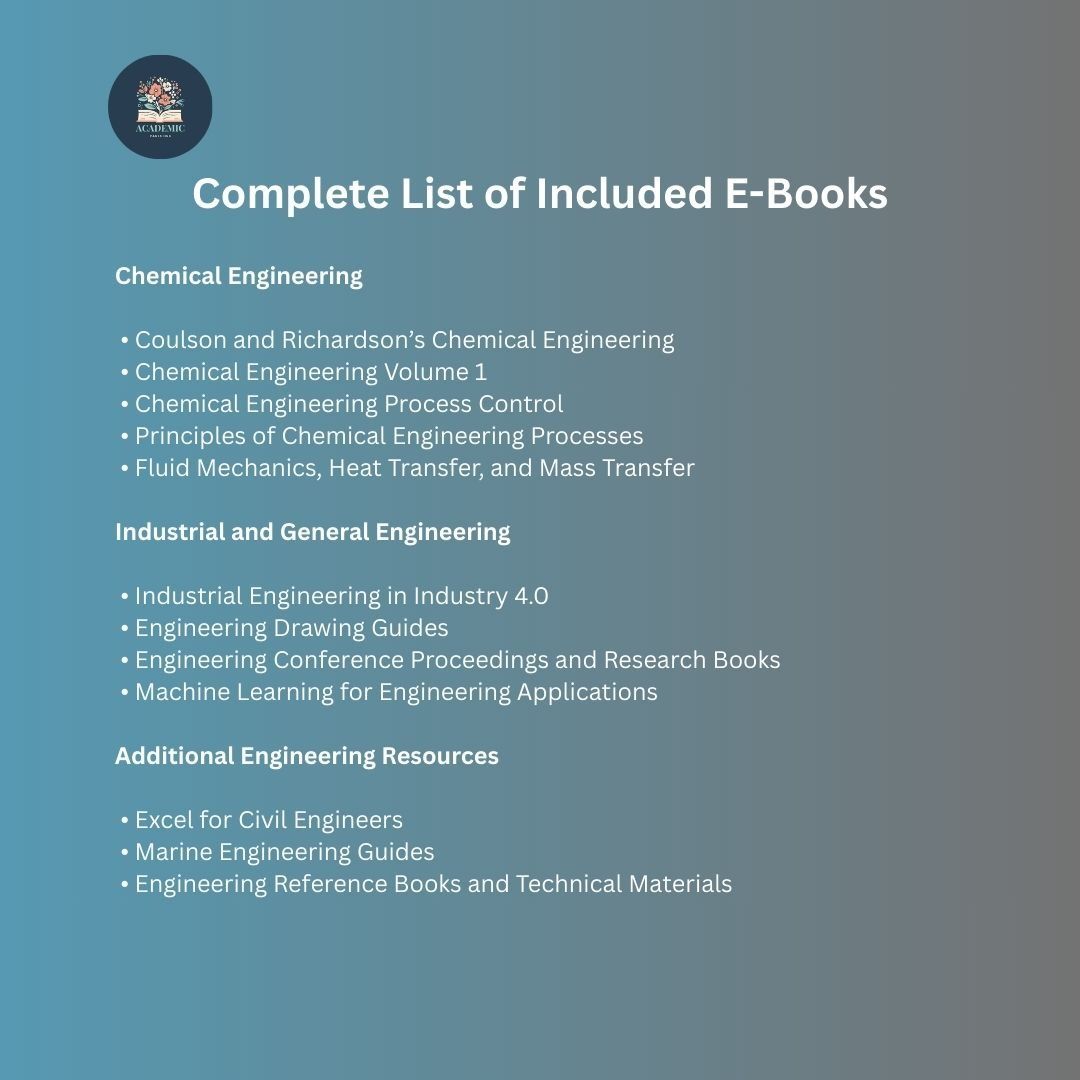 Complete Engineering Course Collection E-Books (Beginner to Professional Level) (Category: Textbooks) located in Manila. Submitted by academic_966 (Listing ID 1425798053, Image 3). Description: Complete Engineering Course Collection E-Books (Beginner to Professional Level) Master Electrical, Mechanical, Civil, Chemical, and Industrial Engineering This Complete Engineering Course Collection is a licensed digital bundle designed to help engineering