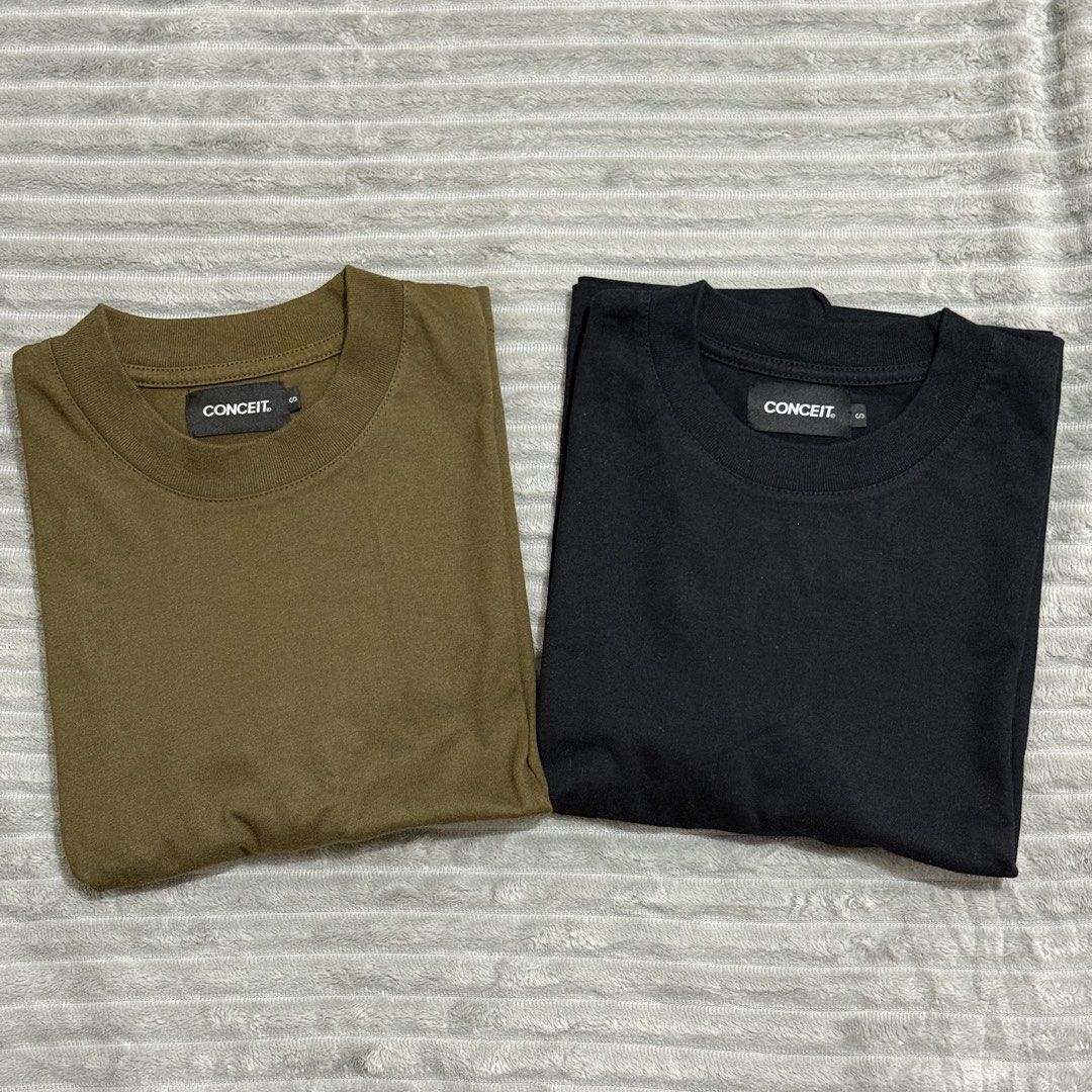 Conceit 2pcs Navy Green & Black Cropped Shirt Men (Category: Tshirts & Polo Shirts ) located in Manila. Submitted by twns_hnpprl (Listing ID 1425798908, Image 2). Description: - Size: Small - Used once - Good condition / no issues.