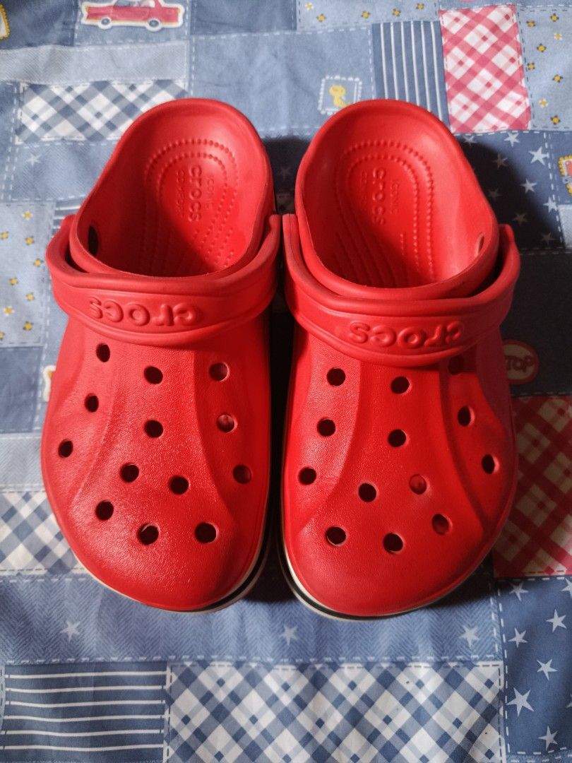 Crocs Bayaband Classic Clog Red (Category: Slippers & Slides) located in Bangued. Submitted by lenc79928 (Listing ID 1425658839, Image 1). Description: * Ethylene Vinyl Acetate Material * Slip On * Unisex BayaBand Clogs * Size: Men's - US 5 Womens-US 7 * Used twice only * No inclusion .