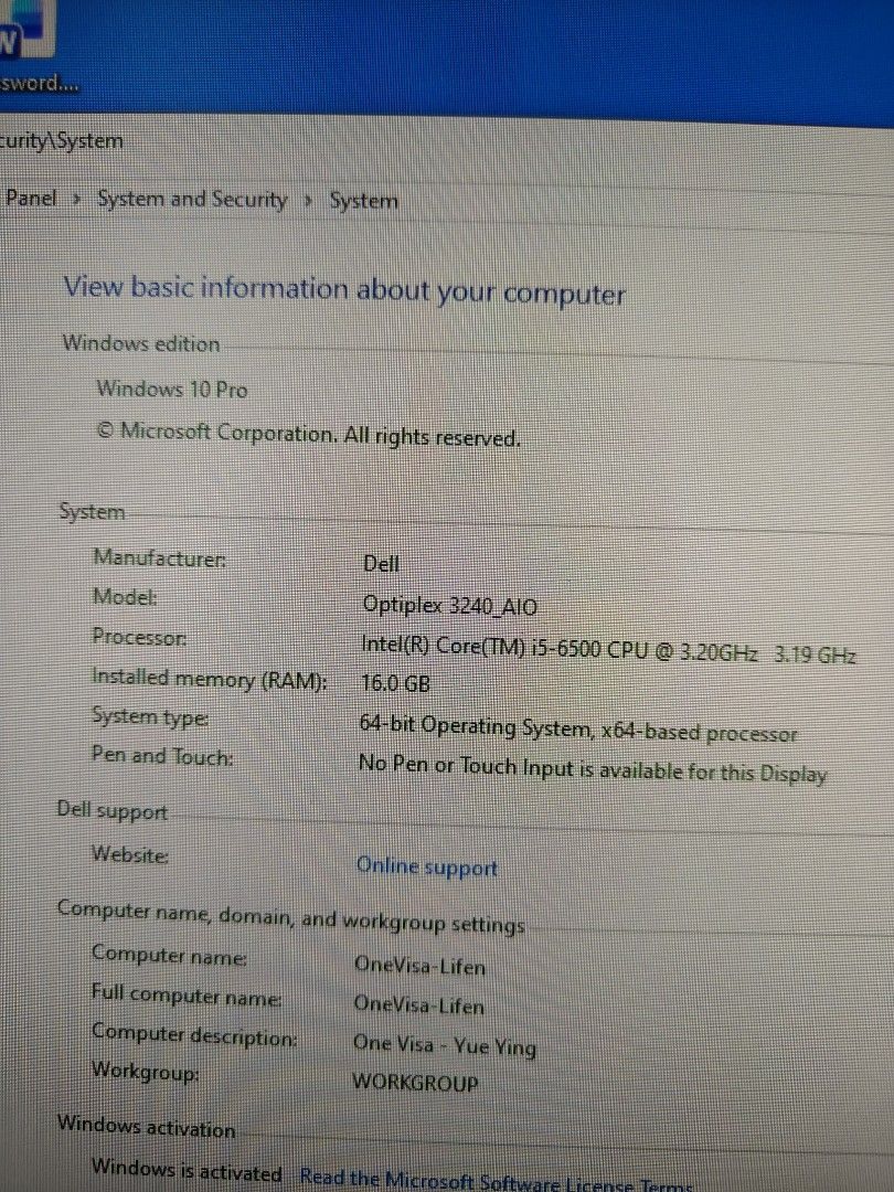 Dell Optiplex 3240 All-in-One Desktop PC65694709662851111