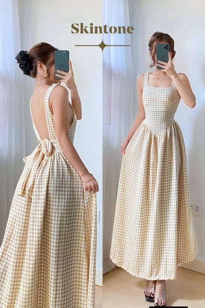DENISE PADDED MAXI DRESS (Category: Dresses) located in Cainta. Submitted by agirlnamedkatkatII (Listing ID 1425701966, Image 3). Description: DENISE PADDED MAXI DRESS P290.00 FREESIZE CAN FIT FROM SMALL-SEMI LARGE FABRIC: SOFT GINGHAM CREPE FABRIC NOTE: PLEASE PROVIDE 2ND AND 3RD COLOR OPTIONS.