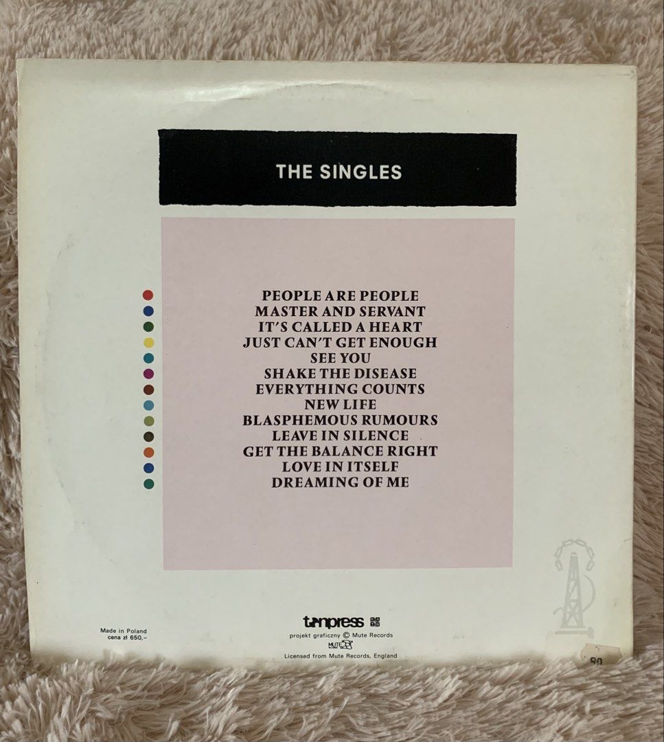 Depeche Mode - The Singles 81-85 Vinyl Record (Category: Vinyls) located in Marikina City. Submitted by dongv70 (Listing ID 1416869211, Image 3). Description: Media: Very Good Plus (VG+) Sleeve: Very Good (VG) Pressing: Non-gatefold Polish pressing ₱2,500.00 + Shipping.