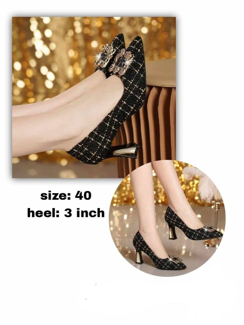 Elegant Pointed Toe Heels Size 40 (Category: Heels) located in San Fernando. Submitted by elixiriaz (Listing ID 1425679873, Image 2). Description: - black heels w/ pointed toe - 3 inch heel height - size 40 - never been used - rfs: wrong size.