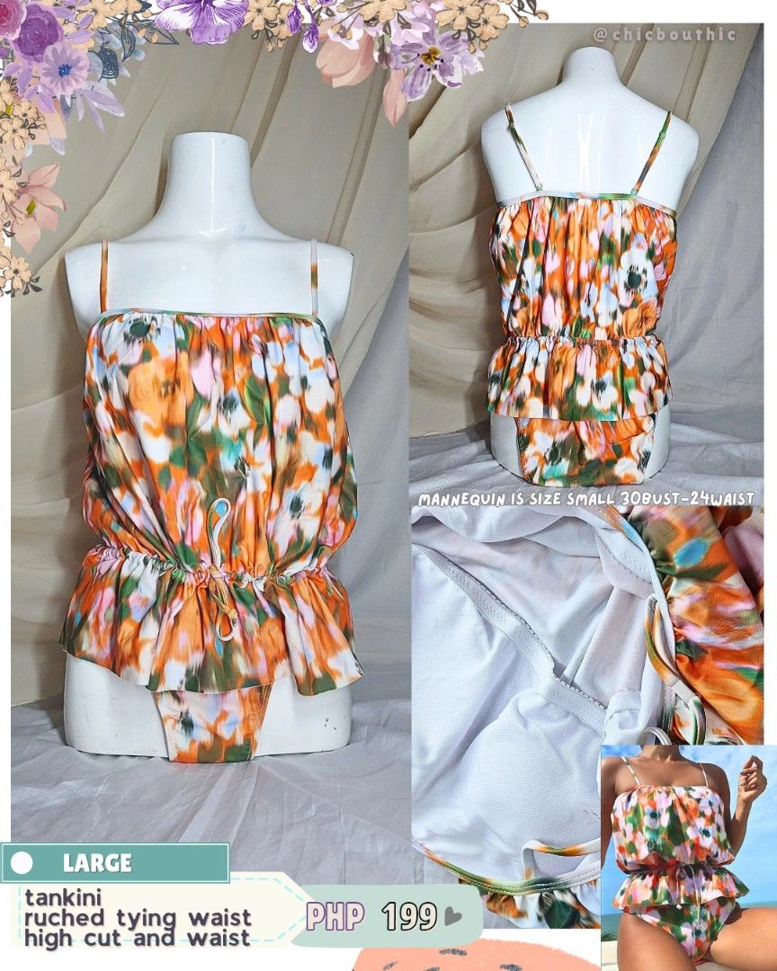 floral swimsuit MED-LARGE (Category: Bikinis & Swimsuits) located in Quezon City. Submitted by chicarmani (Listing ID 1425694165, Image 2). Description: 🌊 S W I M W E A R 🌞 • each swimsuit have their own plastic zip bag • all items are new and have tags but some may have lost their adhesive hygiene sticker but these are not second hand or used items. • payment first, J&T courier only, no COD • P65 shipping around metro manila • no return, no ex