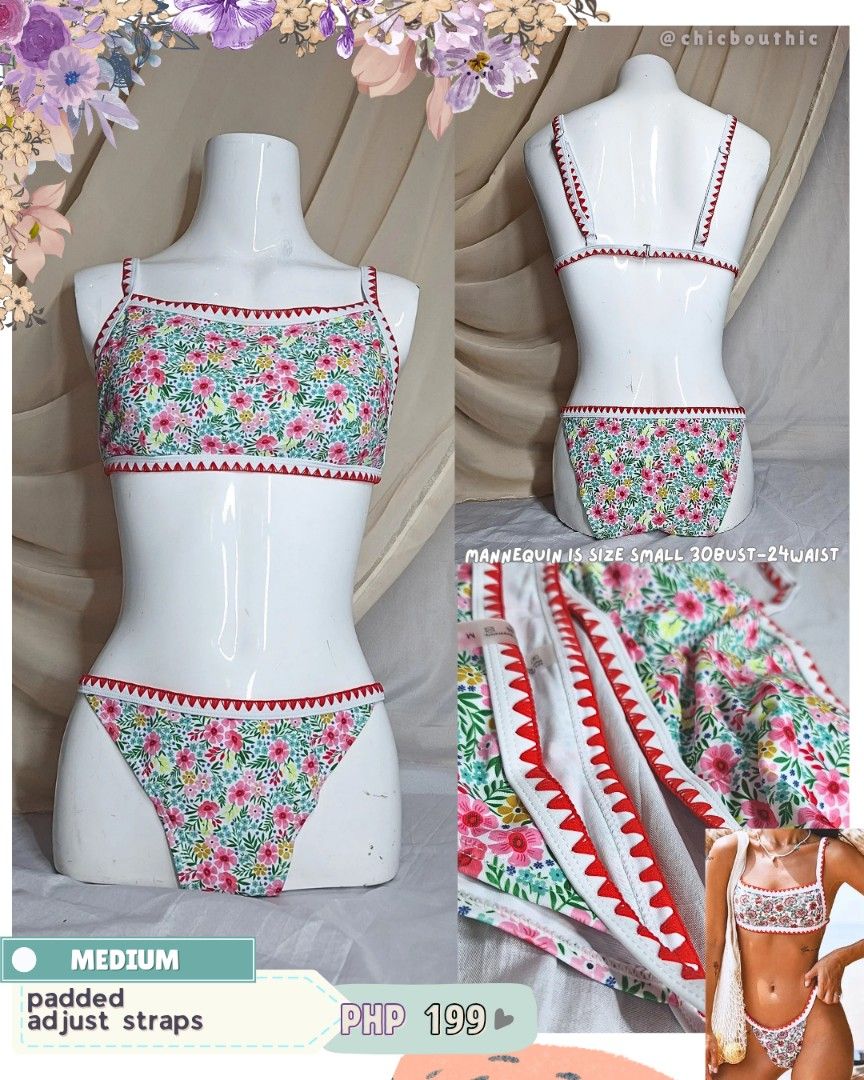 floral swimsuit MED-LARGE (Category: Bikinis & Swimsuits) located in Quezon City. Submitted by chicarmani (Listing ID 1425694165, Image 3). Description: 🌊 S W I M W E A R 🌞 • each swimsuit have their own plastic zip bag • all items are new and have tags but some may have lost their adhesive hygiene sticker but these are not second hand or used items. • payment first, J&T courier only, no COD • P65 shipping around metro manila • no return, no ex