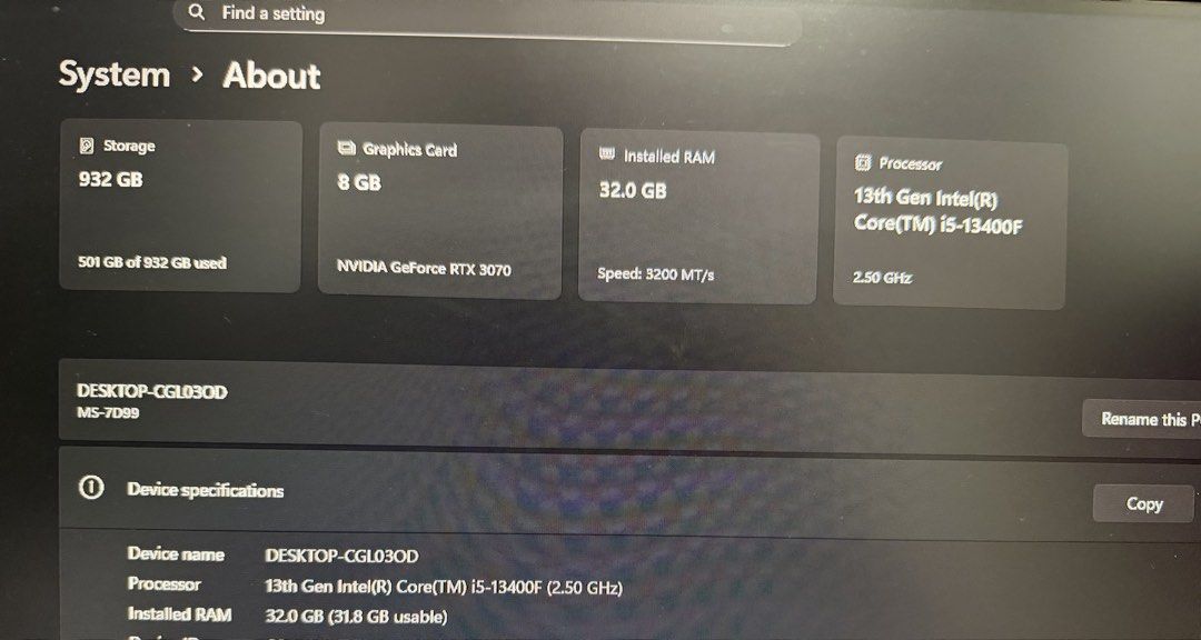 Gaming PC - RTX 3070 - 13400F - 32GB - 1TB65694700968577112