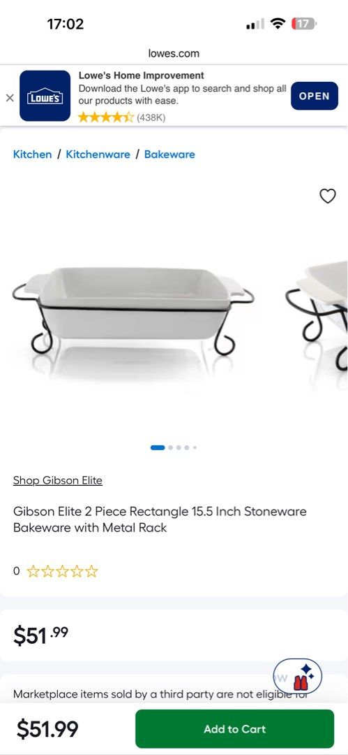Gibson Elite 2-Piece Stoneware Bakeware with Metal Rack (Category: Bakeware) located in Paranaque City. Submitted by shopaholicsdepot (Listing ID 1425745926, Image 2). Description: Gibson Elite Gracious Dining 2-Piece Rectangle Stoneware Bakeware Set with a Metal Rack. SRP : 51.99$ Php 1.7k .