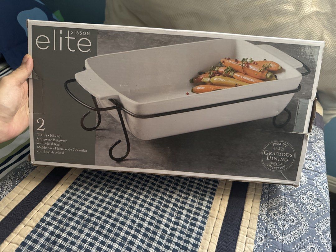Gibson Elite 2-Piece Stoneware Bakeware with Metal Rack (Category: Bakeware) located in Paranaque City. Submitted by shopaholicsdepot (Listing ID 1425745926, Image 1). Description: Gibson Elite Gracious Dining 2-Piece Rectangle Stoneware Bakeware Set with a Metal Rack. SRP : 51.99$ Php 1.7k .