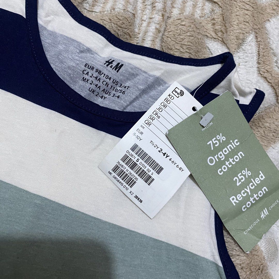 H&M Striped Tank Top (Category: Babies & Kids Fashion) located in Las Pinas. Submitted by modemnl (Listing ID 1425817566, Image 2). Description: Size: 2-4Y Condition: 10/10.