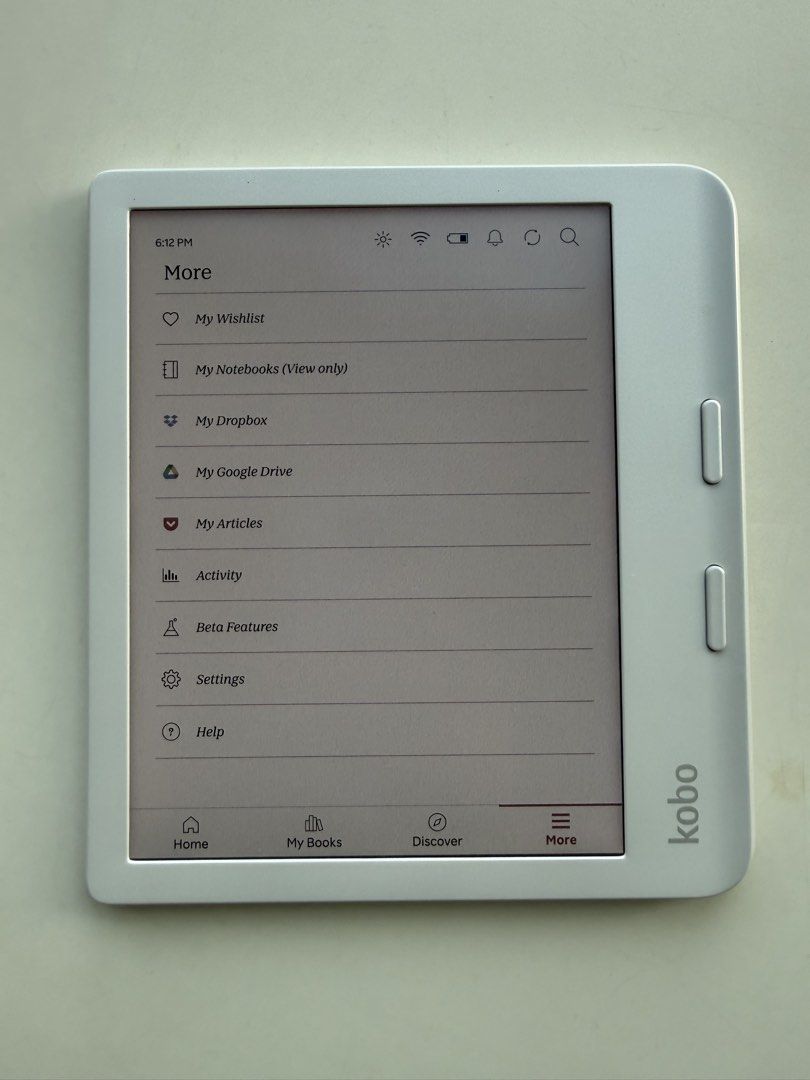 Kobo E-reader (Category: E-Readers) located in Singapore. Submitted by happyfeet20 (Listing ID 1425732913, Image 3). Description: selling off a brand new Kobo libra colour - white. comes with free screen protector, case and sleeve. only turned on - unused..