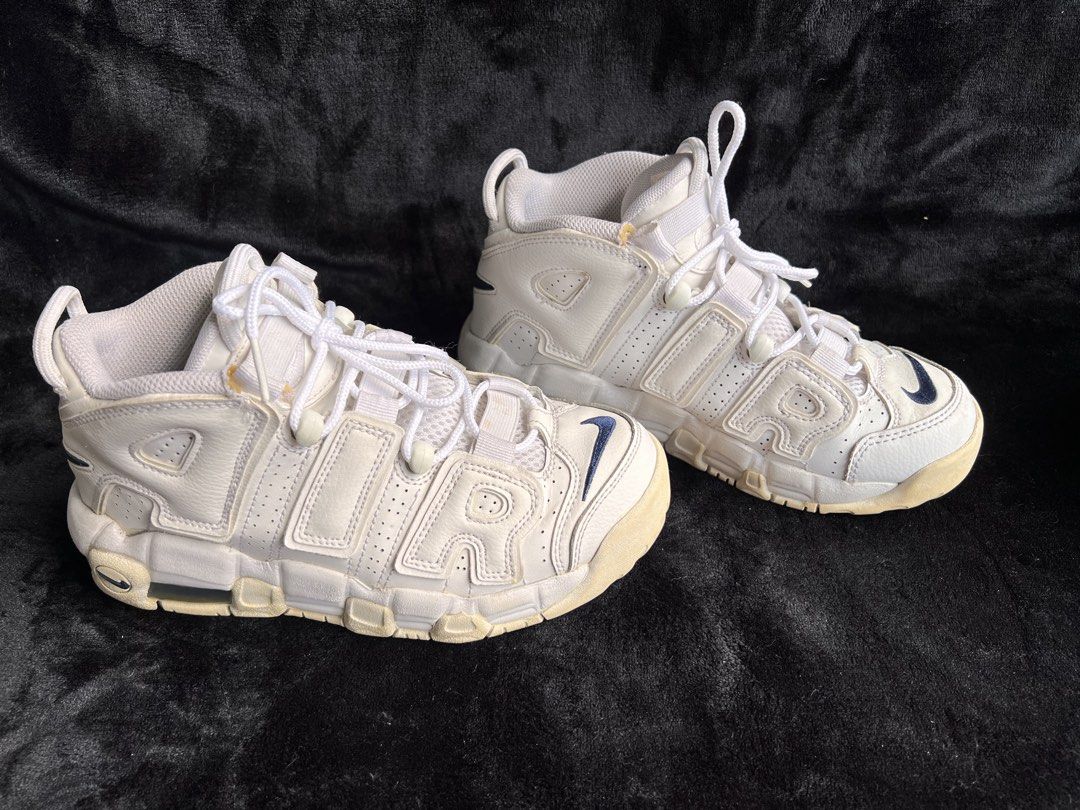 Nike Air More Uptempo White Navy (Category: Sneakers) located in Marikina City. Submitted by 1stuffshop (Listing ID 1425669372, Image 3). Description: Set 4Y and 4.5Y.