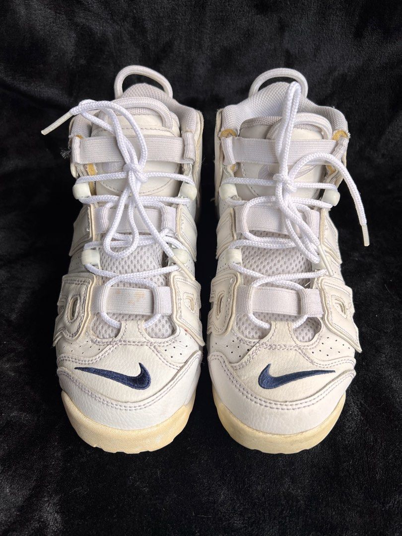 Nike Air More Uptempo White Navy (Category: Sneakers) located in Marikina City. Submitted by 1stuffshop (Listing ID 1425669372, Image 2). Description: Set 4Y and 4.5Y.