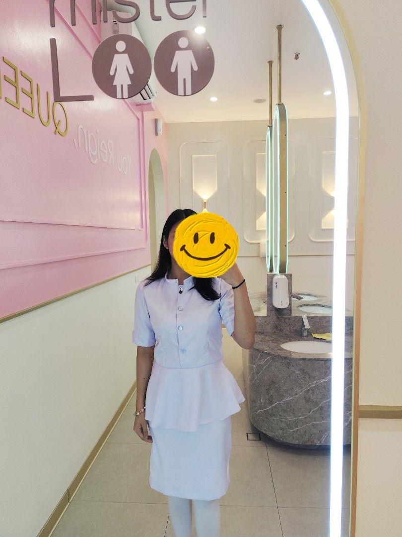Oath-Taking Uniform with White Heels (Category: Sets or Coordinates) located in Cavite. Submitted by prelovebycynch (Listing ID 1425767989, Image 2). Description: Top: - Length: 65 cm - Bust: 36 in - Sleeve Length: 25 cm - Shoulder Width: 36 cm Bottom: - Length: 54 cm - Waist: 27–29 in Note: - Peachtwill fabric - Used only once - Includes heels + cap.