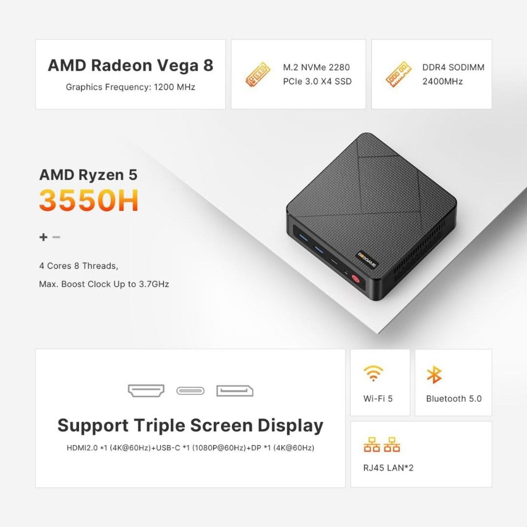 [ReadyStock] Bosgame E4 Mini PC - AMD Ryzen 5 3550H65694744857985110