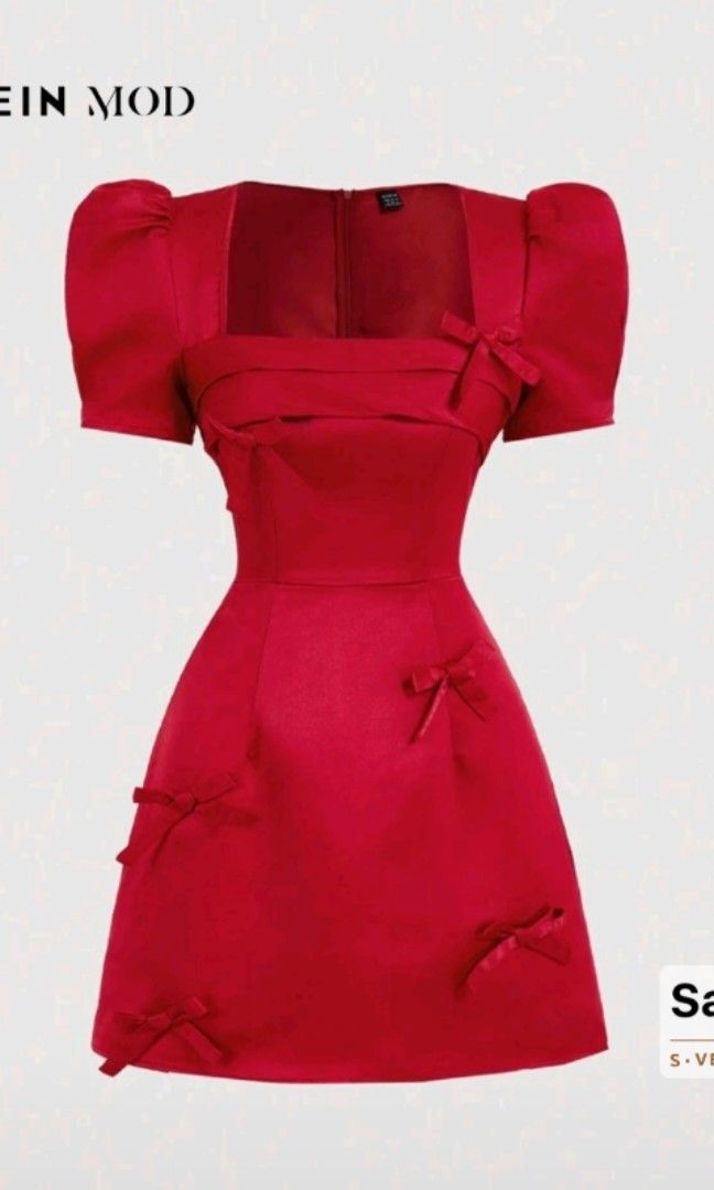 Red Satin Ribbon Dress (Category: Dresses) located in Rizal. Submitted by tsyl88 (Listing ID 1425764015, Image 1). Description: stitching needs fixing but barely visible.