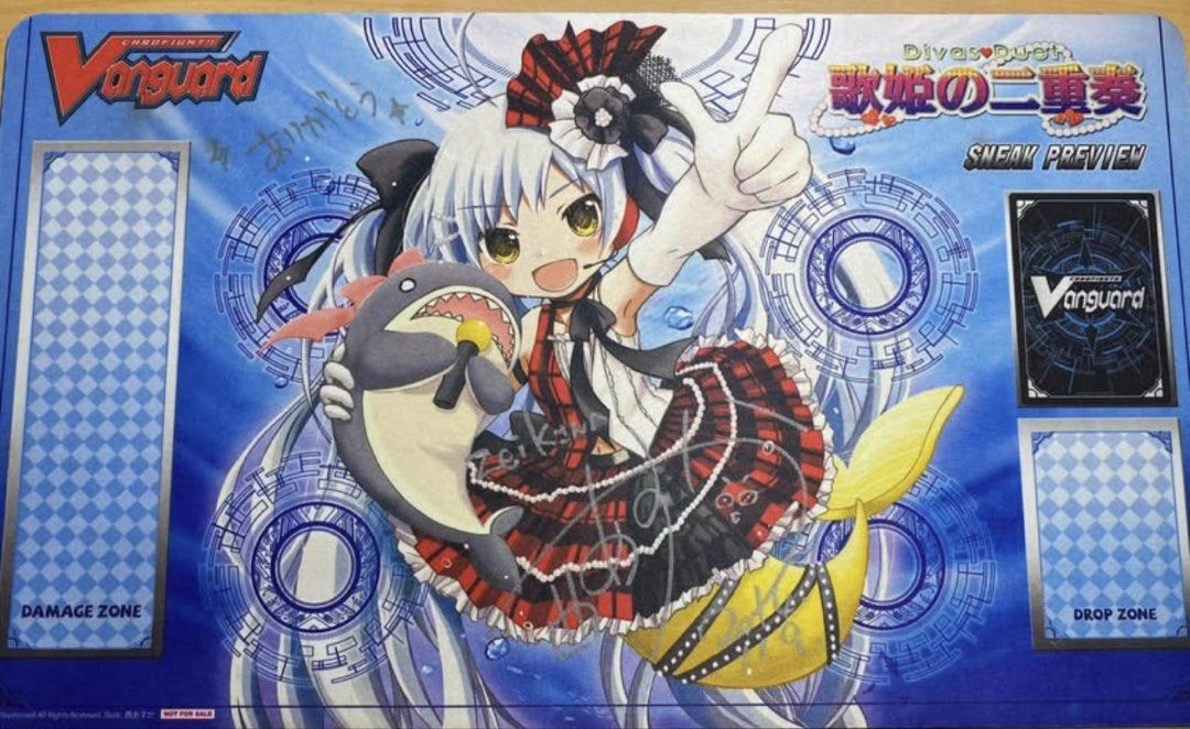*Signed* Cardfight Vanguard Divas Duet Alk Playmat (Category: Raw Singles) located in Manila. Submitted by yozeik (Listing ID 1425810144, Image 1). Description: For Sale: Cardfight Vanguard EB-10 Divas Duet Sneak Preview Alk Playmat *Personally signed by illustrator Asuka Nishi (西あすか) herself last 2014 *resealed Feel free to message me for more info!.