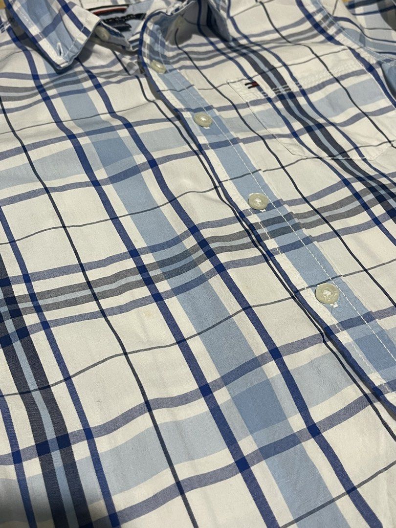 Tommy Hilfiger Plaid Long Sleeve (Category: Babies & Kids Fashion) located in Manila. Submitted by IMEG444 (Listing ID 1425636782, Image 3). Description: Original TH Size 7 on tag Approx measurement when laid flat Length- 48cm Width- 39cm Chest pocket.