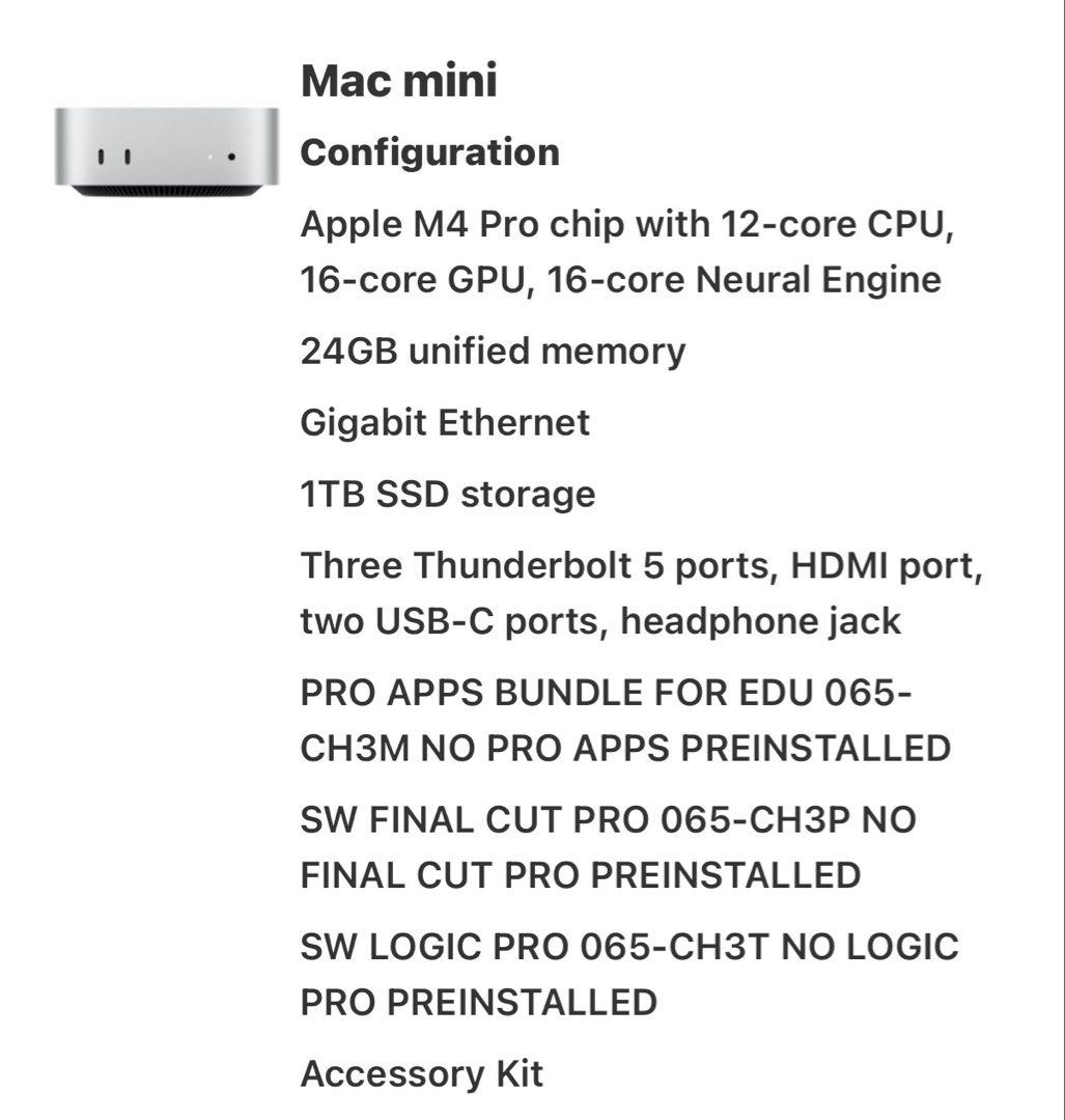 Apple Mac Mini with M4 Pro 1TB65694656449155112