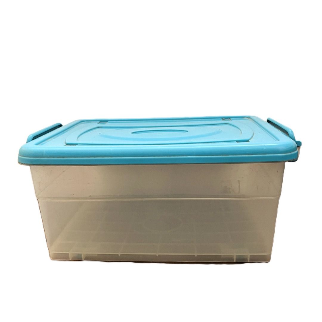 Assorted Preloved Storage Boxes, Organizers, Bins, Drawers (Category: Storage Boxes & Baskets) located in Pasig City. Submitted by hodgepodgeecoshop (Listing ID 1425838032, Image 1). Description: All in good condition/ready to use with latches/wheels intact unless specified. Perfect for condo dwellers, students, home organization or camping! Uni-Ware Multi-Purpose Storage Box (Clear/25L) - ₱150, 16"L x 12"W x 8"H with wheels Familia iBox (Blue/8L