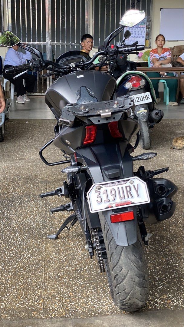 Bajaj Dominar 400 (Category: Motorbikes for Sale) located in Bulacan. Submitted by shielamagd22715 (Listing ID 1425944108, Image 2). Description: Black Bajaj Dominar 400 motorcycle. Features include crash guards, a rear rack, and dual exhaust. The odometer reads 12653 km. FOR SALE 🔥 🏍️ Dominar 400cc – 2023 Model ✔️ Updated Registration ✔️ No Issue / No Accident ✔️ Ready to ride - RFID Installed ✔️ ODO 12,653 ✔️ First Owner .