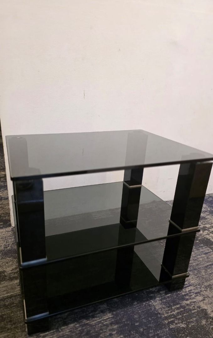 3 Tier Black Glass HiFi Rack - Modern Design
