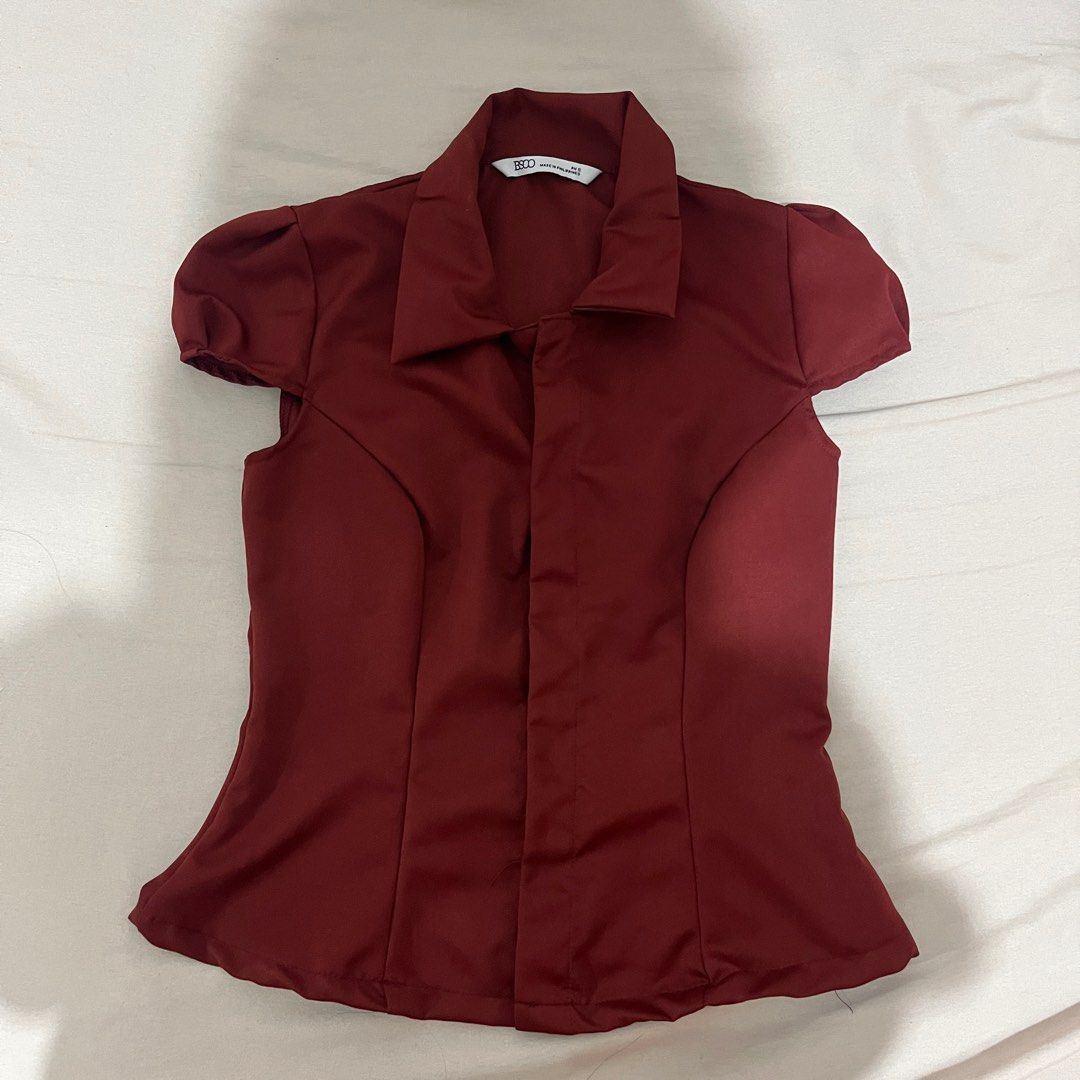 BSCO - Renei Top Maroon (S) Office Siren (Category: Blouses) located in Valenzuela. Submitted by j.staples (Listing ID 1424346437, Image 2). Description: Used once. No ww pics, kindly search bsco renei top sa black app :).