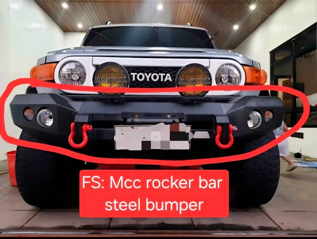 BUMPER - (From FJ CRUISER) (Category: Body Parts and Accessories) located in Legazpi City. Submitted by edithmijares (Listing ID 1425997296, Image 1). Description: For sale accessories 😉 ✅️Mcc rocker bar steel bumper 17k ✅️roof rack 7k ✅️Coil spacer tank engineering front and back 4k Will give discount as pack 🙌🏼 RFS: new look Thank you! 🫰.