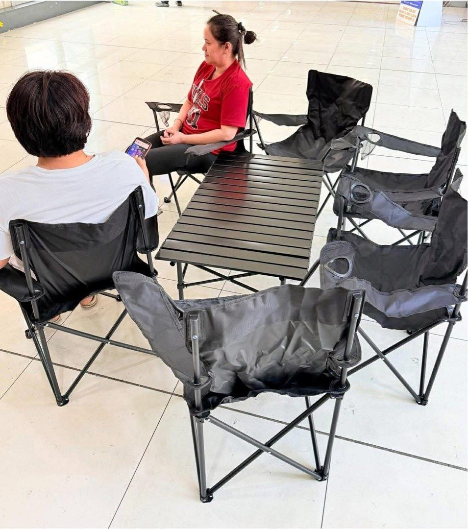 CAMPING CHAIR & TABLE SET (Category: Hiking & Camping) located in Manila. Submitted by justria (Listing ID 1425978408, Image 2). Description: CAMPING SET A — 6 seater — big chairs .