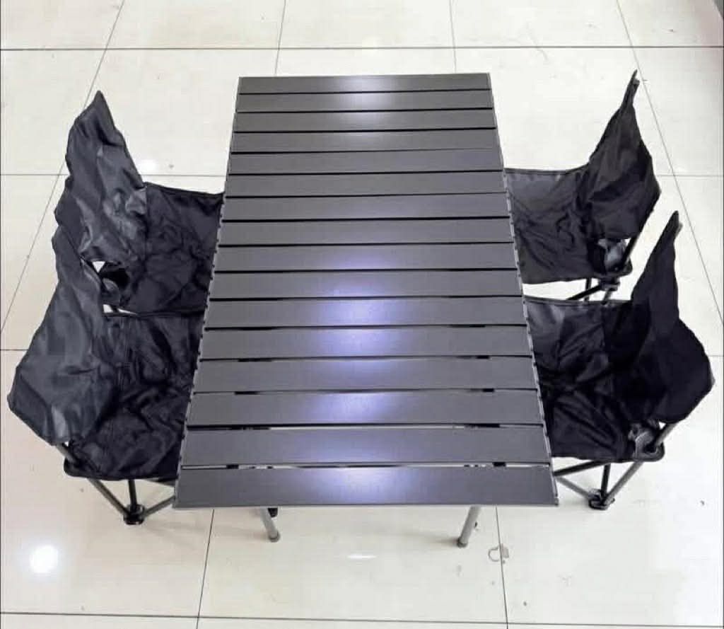 CAMPING CHAIR & TABLE SET (Category: Hiking & Camping) located in Manila. Submitted by justria (Listing ID 1425978406, Image 2). Description: CAMPING SET B — 4 seater — small chairs.