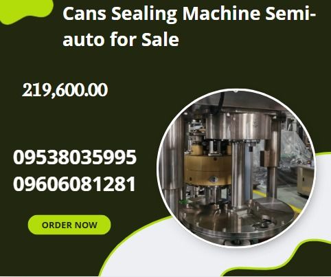 Cans Sealing Machine Semi-auto for Sale (Category: Everything Else Others) located in Caloocan City. Submitted by 09059603908 (Listing ID 1425876405, Image 1). Description: We have a semi-automatic can sealer that runs at 10-15 pcs/min, fits cans with diameters from 40-130mm and heights between 60-220mm, and operates at 220V Price include 1 molder Add Extra Molder - 6,000 .