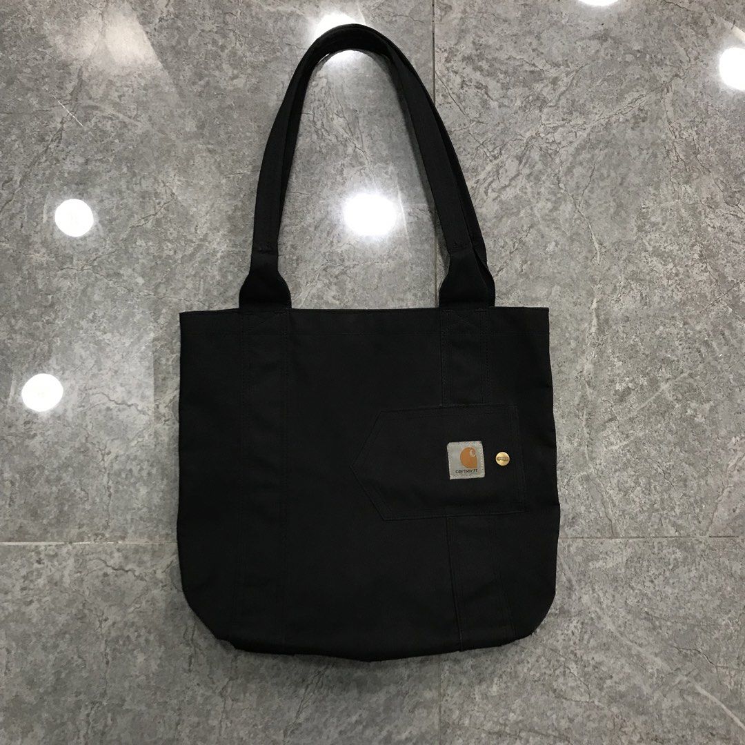 Carhart Essential Tote Bag (Black) (Category: Tote Bags) located in Bacolod City. Submitted by cdargg (Listing ID 1425954108, Image 1). Description: Carhart Essential Tote Bag (Black) Code: (8924470201) Measurements: Width: 16in Length: 14in Color Rate: 9.5/10 Excellent Condition Need Wash Issue: Scratches(Check last 2 pics) DM ME.