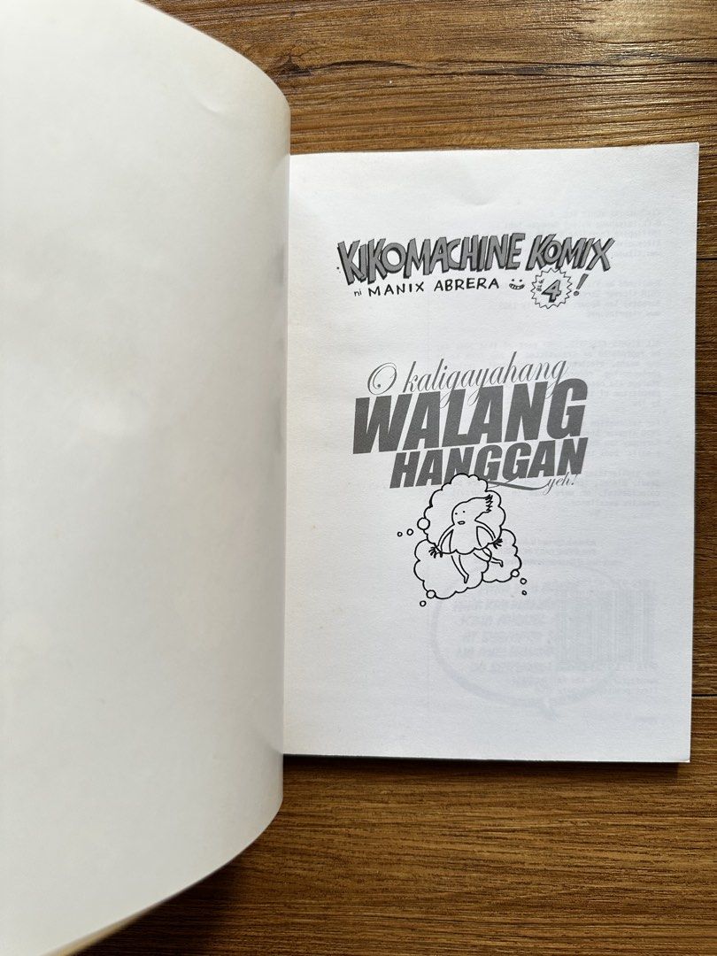Kikomachine Komix Vol. 4 (Category: Comics & Manga) located in Paranaque City. Submitted by safedolphin.dc2bd2 (Listing ID 1425886408, Image 3). Description: - Kikomachine Komix Vol. 4 by Manix Abrera. (2008) - The komiks is published by Visual Print Enterprises. - Back cover has slight foxing - Text remains clean and fully readable. MOP: GCash, BDO MOD: Grab, Lalamove, Flash Express (if outside Metro Manila) Meet-ups: SM Bicutan (For sure buyers