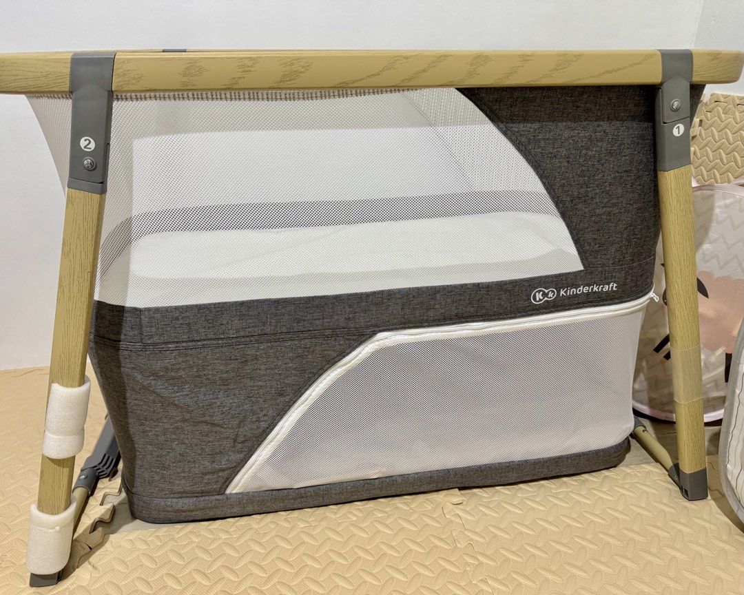 Kinderkraft Travel Cot SOFI (Category: Cots & Cribs) located in Mandaluyong City. Submitted by unicart (Listing ID 1424571448, Image 2). Description: Includes custom-made Uratex mattress + 3 bedsheets.