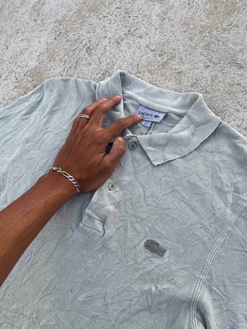 LACOSTE Regular fit Polo shirt (Category: Tshirts & Polo Shirts ) located in Batangas. Submitted by maci24 (Listing ID 1425962054, Image 2). Description: LACOSTE Regular fit Polo shirt - US S on tag ( 17 ❌ 28 ) - C.R 9.5/10 - Complete Tags w/ extra button - 1pinhole only.