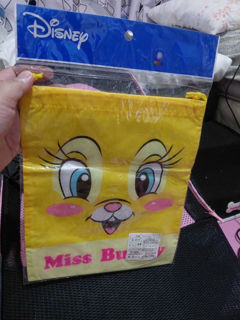 Miss Bunny Drawstrings pouch DISNEY (Category: Purses & Pouches) located in Manila. Submitted by bashamylove0116 (Listing ID 1425945979, Image 2). Description: - MISS BUNNY DRAWSTRUNGS BAG Disney Yellow color - Stylish design - Durable material.