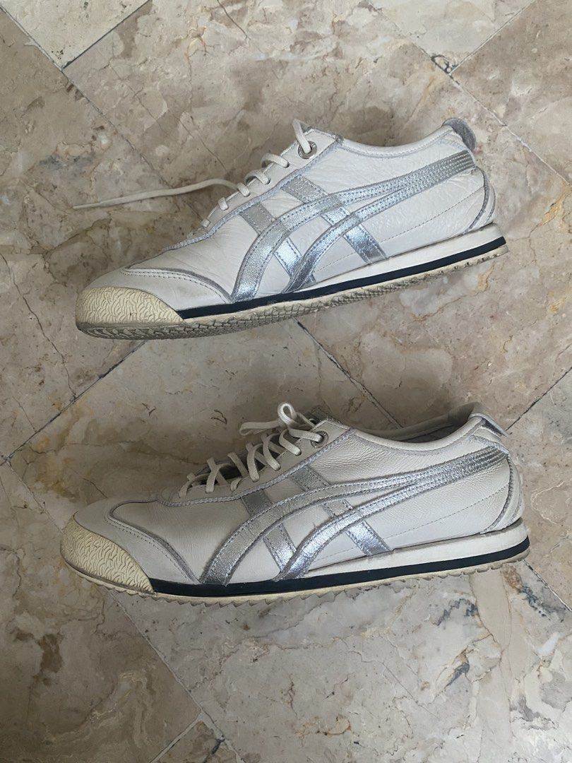 Onitsuka Tiger Mexico 66 White Silver Sneakers (Category: Sneakers) located in Paranaque City. Submitted by petitecheri (Listing ID 1425850628, Image 2). Description: US 5 - but my usual size is size 6 and it fits well Visible signs of wear Main flaw-lagi na natatanggal ilalim, always bonding it back with shoe glue (see photo) Price is negotiable! .