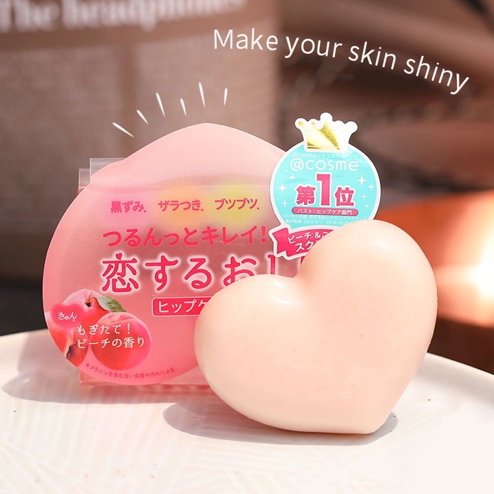 Pelican Hip Care Soap - Peach Scent (Category: Bath) located in Bulacan. Submitted by mskath21 (Listing ID 1425859539, Image 2). Description: Pelican Peach Hip Care Soap is a popular Japanese, peach-scented exfoliating bar designed to treat rough, dark, and dull skin on the buttocks, elbows, knees, and thighs. Using ingredients like peach extract, konjac, and honey, it removes dead skin cells and moisturizes, resulting in a smoother, brighter, an