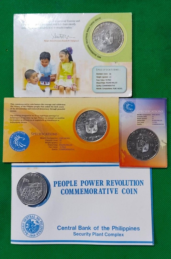 People Power Revolution Commemorative Coins (Category: Currency) located in Manila. Submitted by wildcrystal.3b537c (Listing ID 1425864239, Image 2). Description: All sealed.